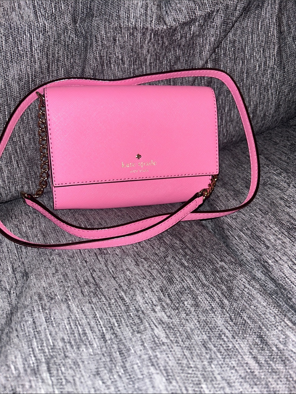 kate spade Pink Saffiano Crossbody Bag with Chain Strap
